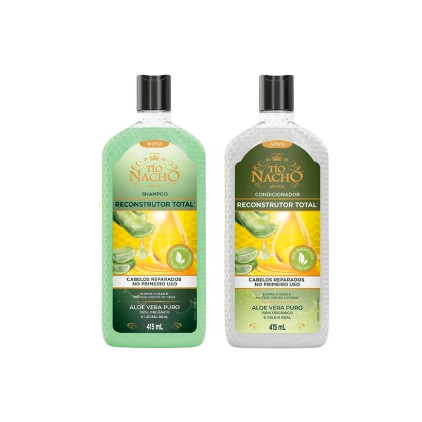Kit Tío Nacho Shampoo Reconstrutor Total Hidratação 100% Orgânico 415ml + Condicionador Reconstrutor Total 100% Orgânico 415ml