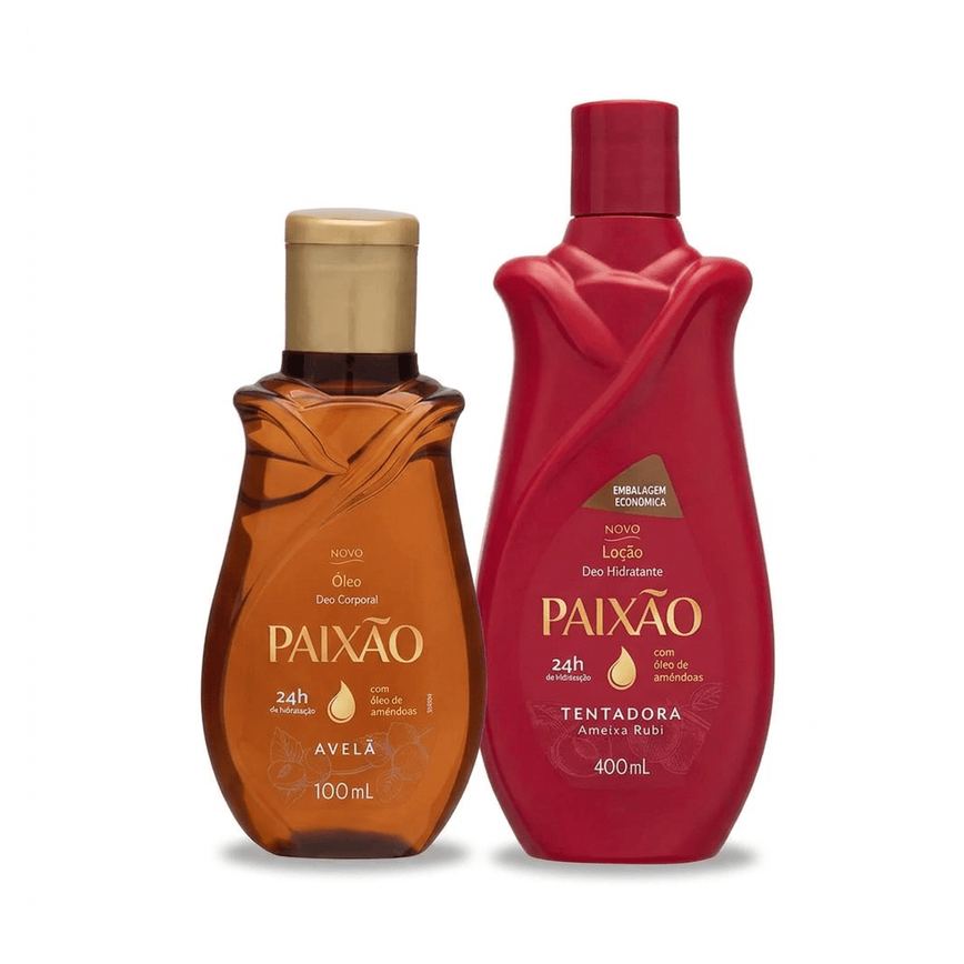 Kit Paixão Hidratação Corporal Óleo Corporal Amêndoas e Avelã 100ml + Loção Hidratante Tentadora Ameixa e Rubis 400ml