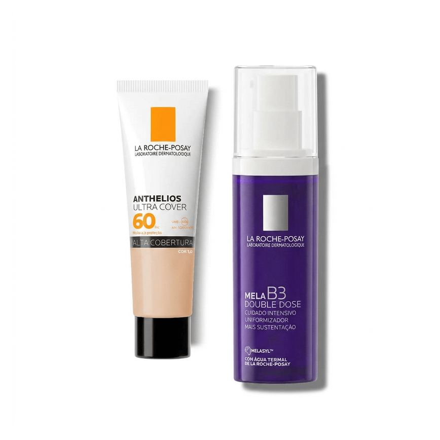Kit La Roche-Posay Mela B3 e Anthelios Hidratante Clareador Double Dose 40ml + Protetor Solar Ultra Cover FPS 60 Cor 1.0 30g