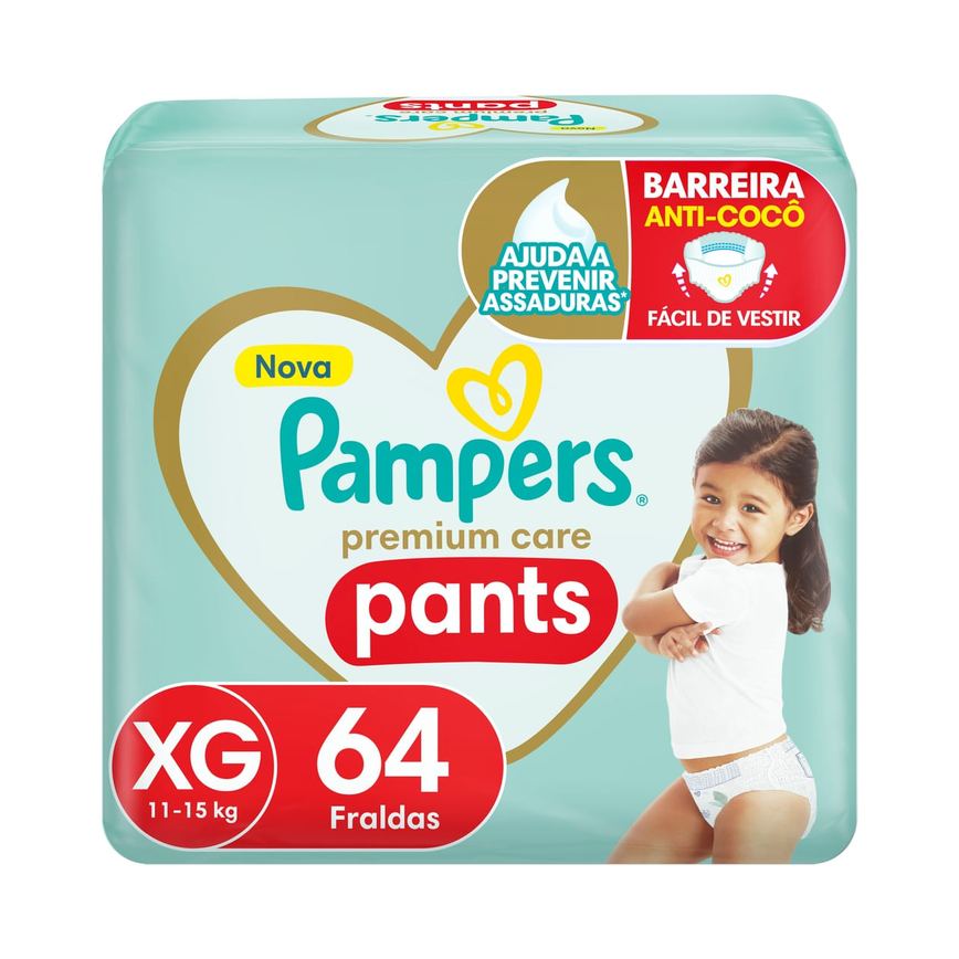 Fralda Pampers Pants Premium Care XG 64 Unidades