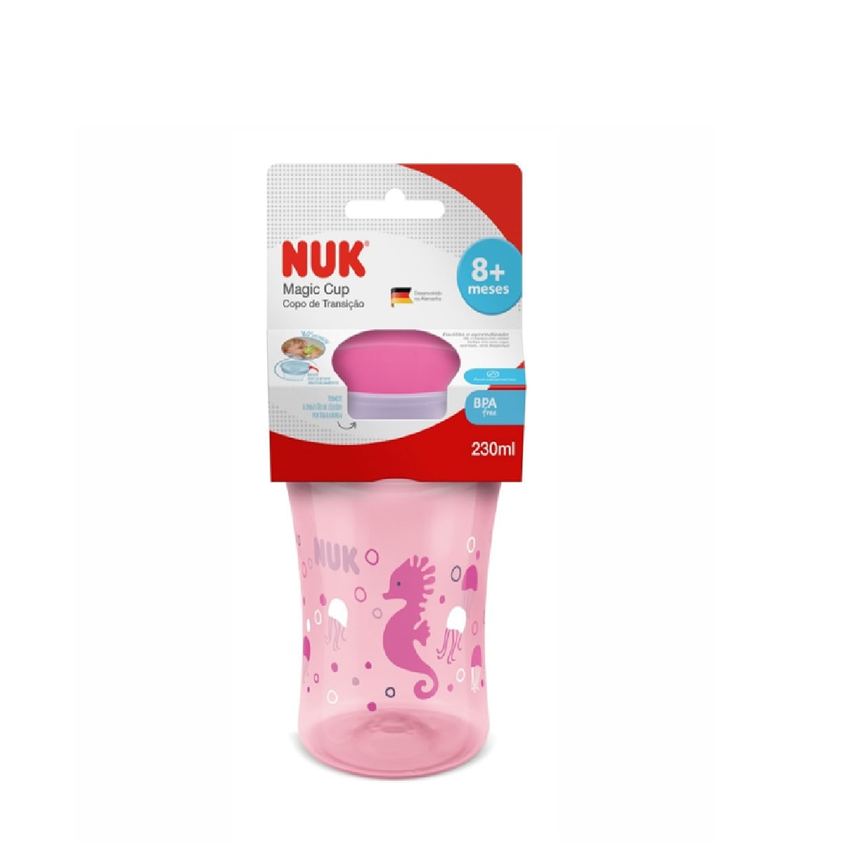 Copo de Transição NUK Evolution Magic Cup 360º +8 meses Antivazamento Rosa 230ml 1 Unidade