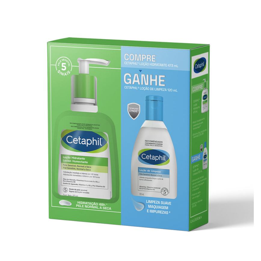 Kit Loção Hidratante Cetaphil Corporal 473ml 1 Unidade + Loção de Limpeza Cetaphil 120ml 1 Unidade