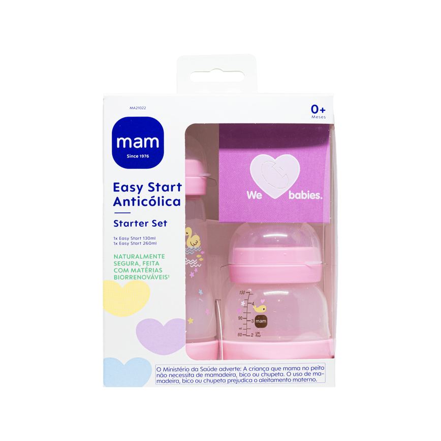 Kit Mamadeiras MAM Easy Start Rosa 130ml e 260ml 2 Unidades