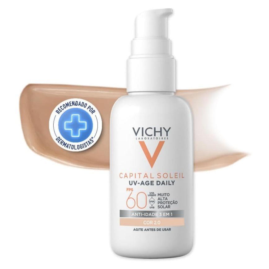 Protetor Solar Facial Vichy Capital Solei Uv-Age FPS60 Cor 2.0 40g