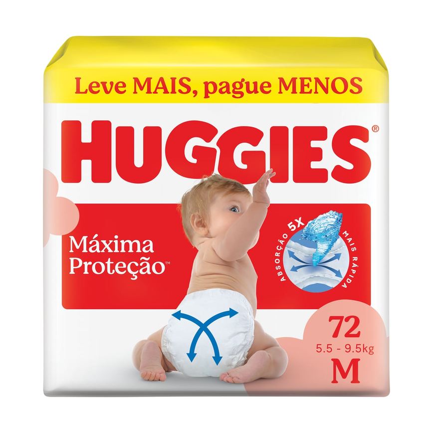 Fralda Descartável Huggies Máxima Proteção M 72 Unidades