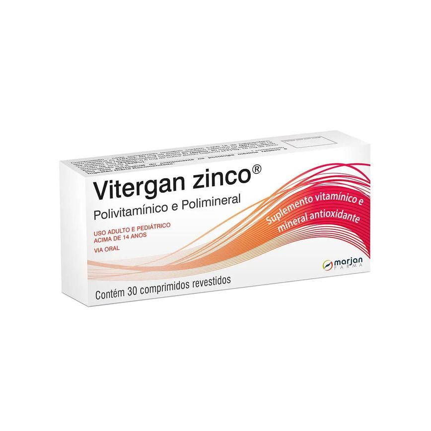 Polivitamínico Vitergan Zinco 15mg 30 comprimidos