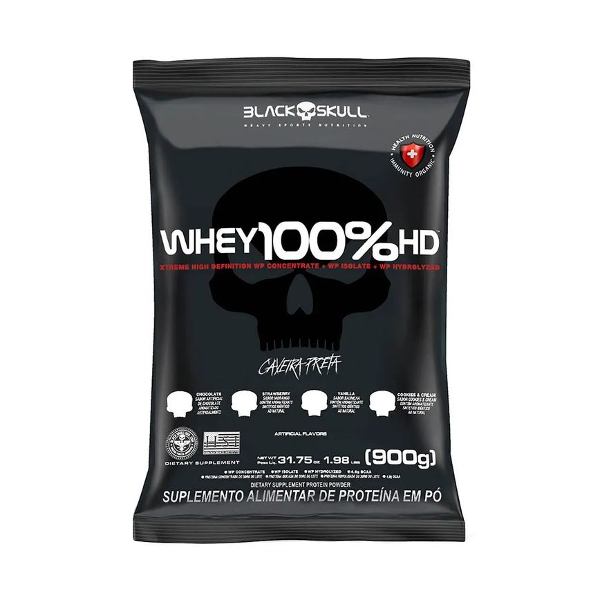 Refil Whey 100% HD Black Skull Baunilha 900g
