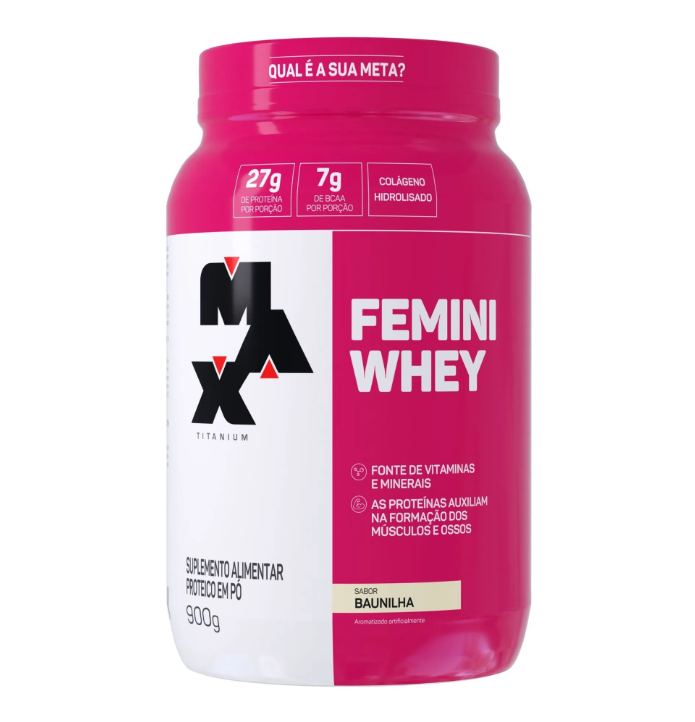 Femini Whey Protein Max Titanium sabor Baunilha 900g