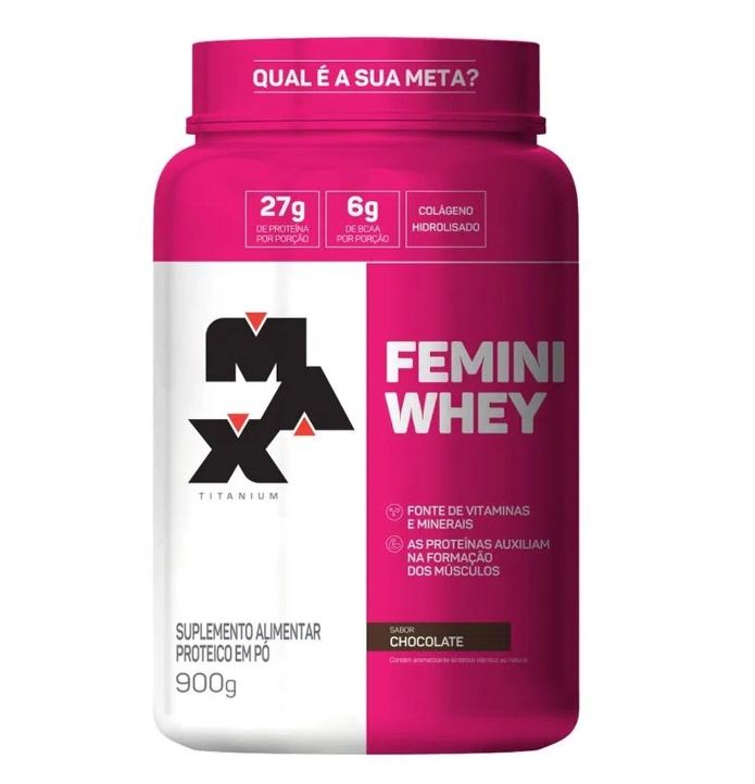 Femini Whey Protein Max Titanium sabor Chocolate 900g