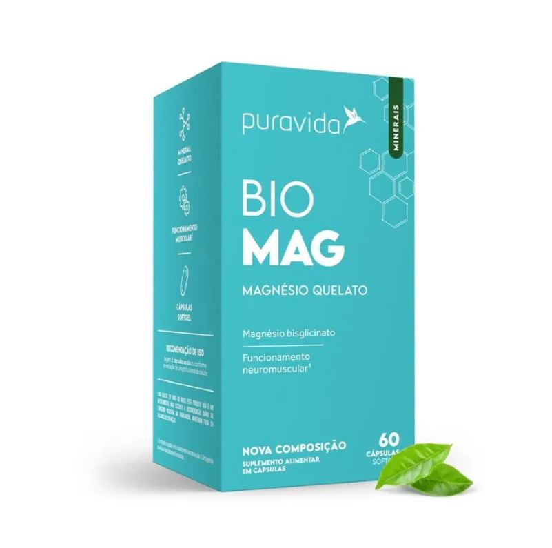 Bio Mag Puravida Magnésio Quelato 60 cápsulas