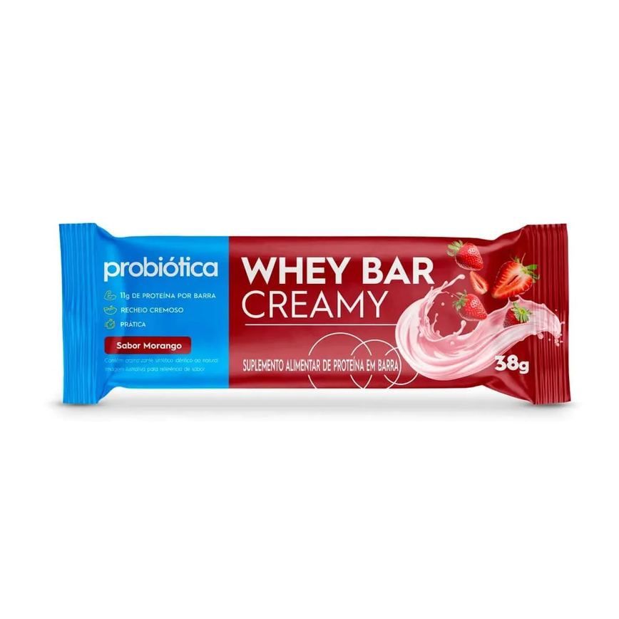 Barra Probiotica Whey Bar Creamy Morango 38gr