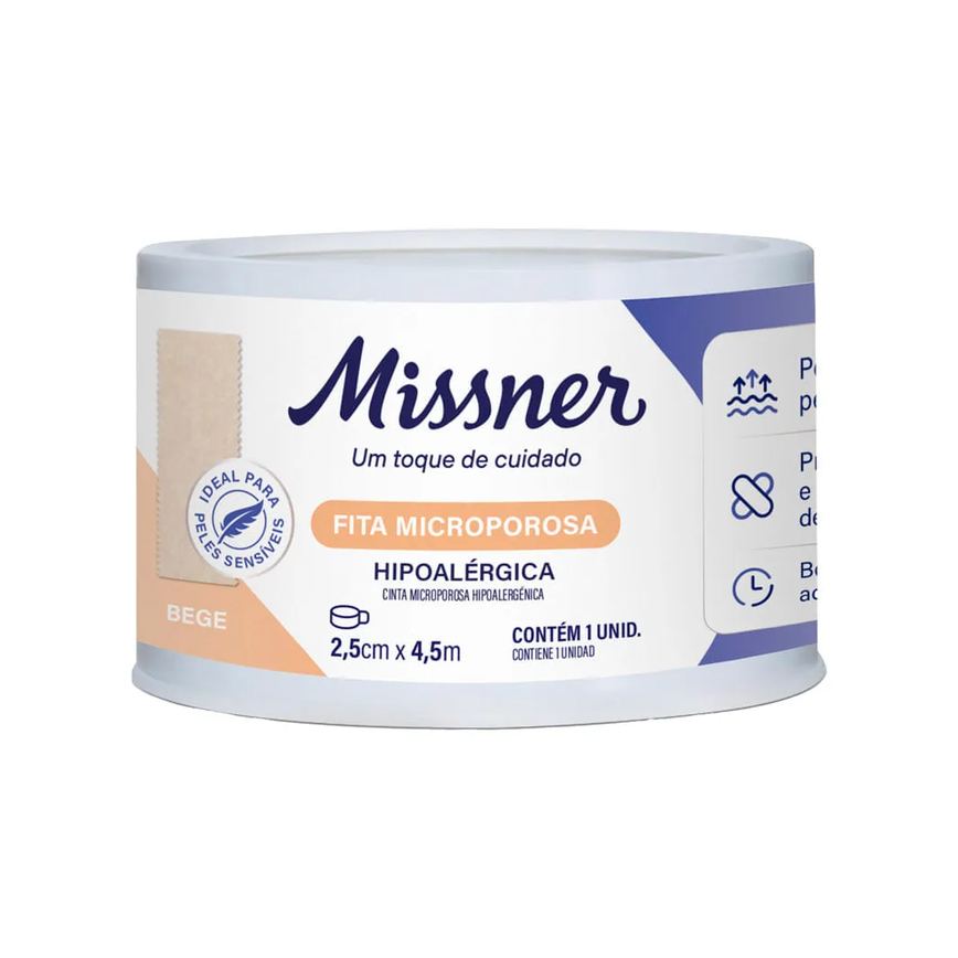 Fita Microporosa Missner 2,5cmx4,5m Bege