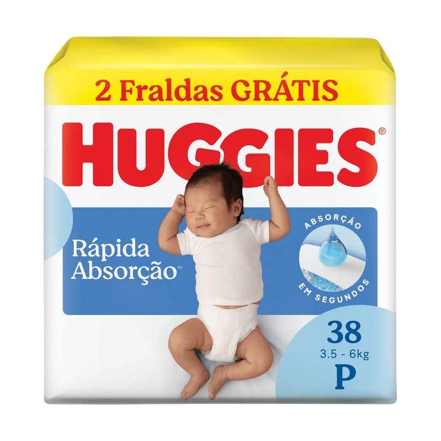Fralda Huggies P Rápida Absorção 38 Unidades