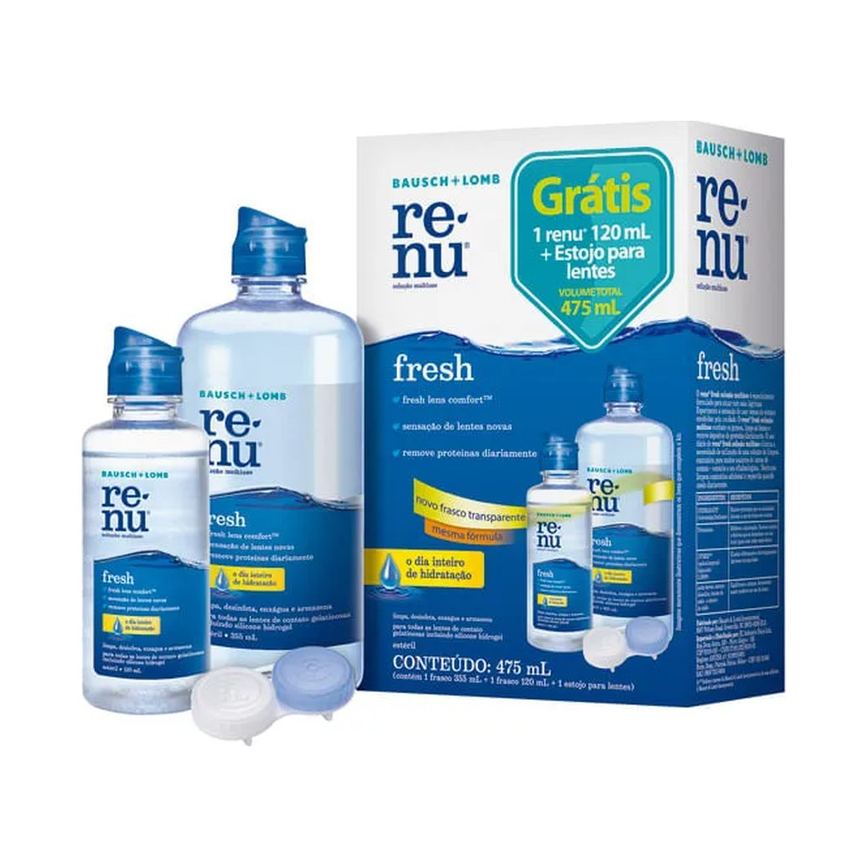 Renu Fresh 355ml + 120ml + Estojo Para Lentes