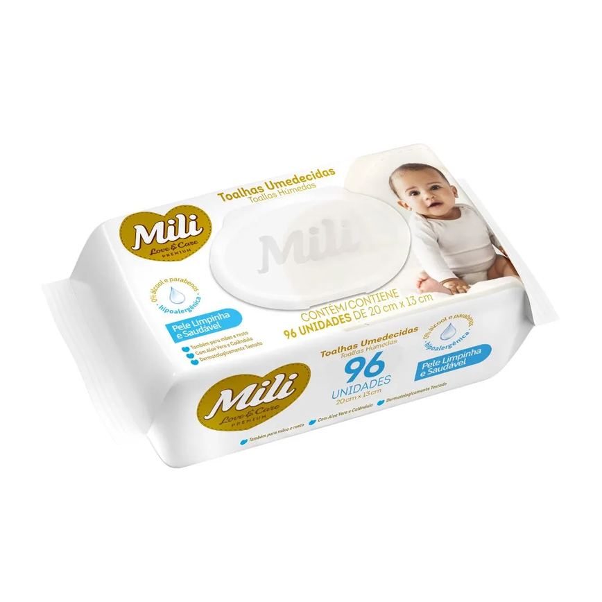 Toalha Umedecida Mili Love E Care 96 Unidades