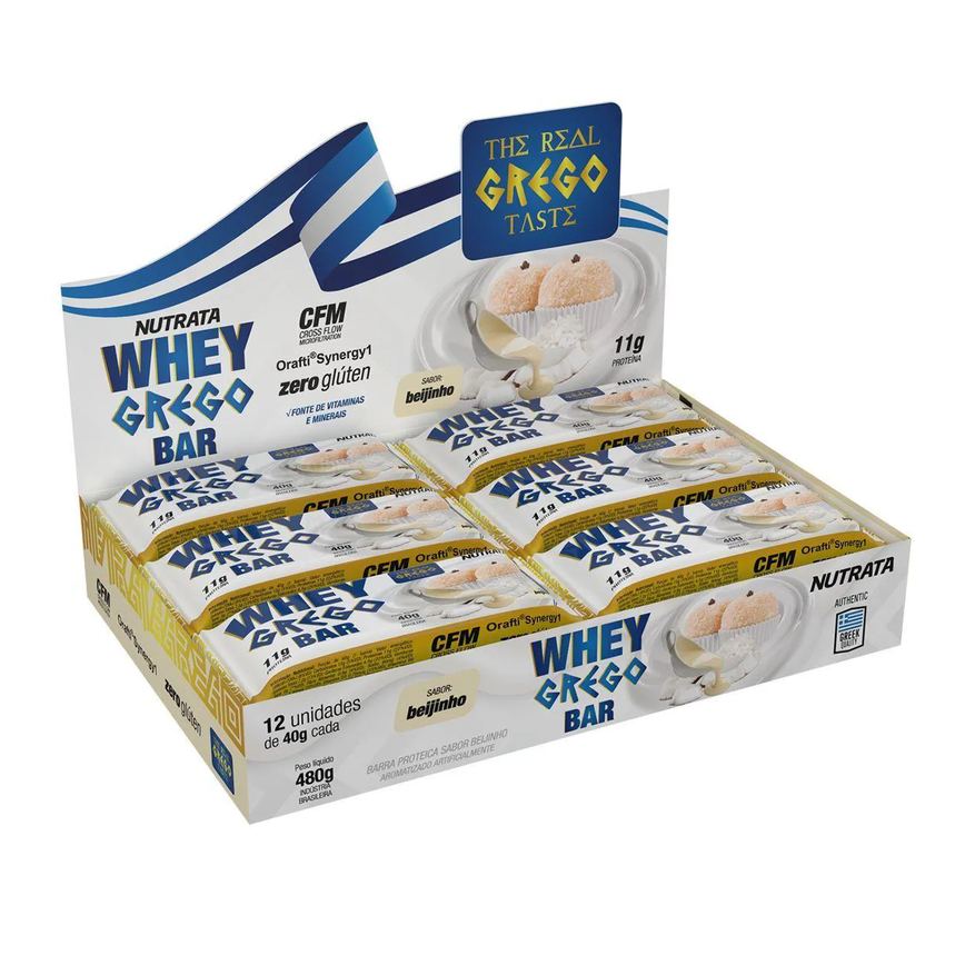 Whey Grego Bar Nutrata Beijinho 40g 12 unidades
